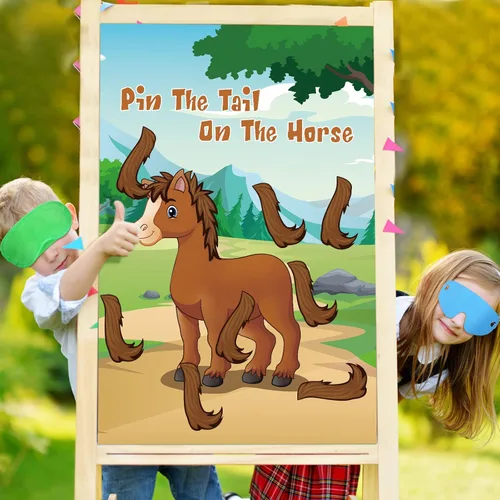 Vista 7 de Hxezoc Pin The Tail On The Horse Game para niños, póster de caballo grande, juegos de fiesta para fiesta de cumpleaños, decoraciones de fiesta