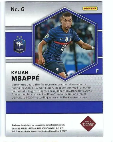 Vista 2 de KYLIAN MBAPPE 2021-22 Mosaico Panini FIFA Camino a la Copa Mundial Qatar 2022 Fútbol #6 Carta Francia PSG