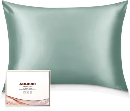Vista 11 de Adubor Funda de almohada 100% de seda, fundas de almohada de seda de morera, 22 fibras de grado Momme 6A, funda de almohada de seda para la salud