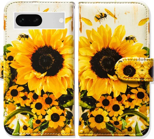 Vista 27 de Bcov Funda para Pixel 7a, diseño de pájaro negro de cuero verde con tapa para teléfono con ranura para tarjetas, soporte para Google Pixel 7a