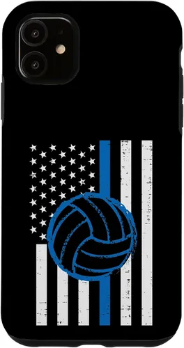 Vista 8 de US Flag Blue Line Volleyball Vintage Patriotic Police Cop Case for iPhone 17