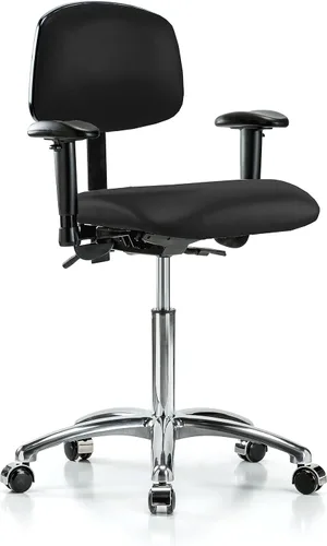 Vista 9 de PERCH - Silla giratoria con ruedas para alfombra o linóleo, cromado, Textil, Tela negra