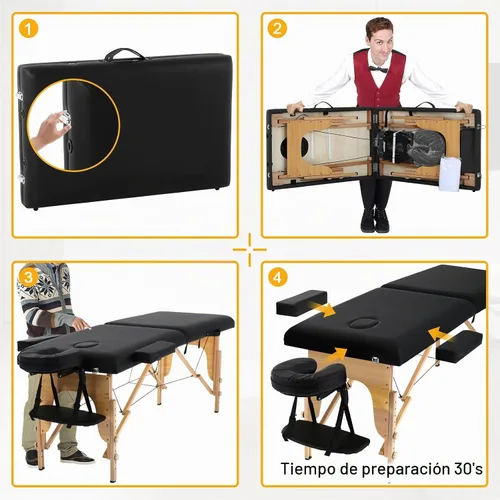 Vista 5 de Mesa de masaje, mesas de masaje portátiles con funda de transporte, cama de spa más suave, mesa de masaje de madera resistente, cama de pestañas