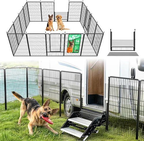 Vista 46 de FXW Rollick - Corralito para perros para patio, campamento con casa rodante, patentado, 24 pulgadas, 2 paneles Fácil instalación, resistente