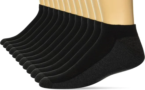 Vista 2 de Hanes - Calcetines para hombre, calcetines X-Temp acolchados de corte bajo, paquete de 12 Negro - Paquete de 12