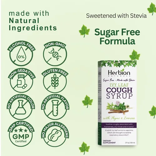 Vista 8 de Herbion Naturals Baby - Paquete de alivio de día y noche – Frotar el pecho del bebé, jarabe para la tos de hoja de hiedra y gotas para la tos