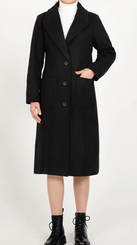 Vista 6 de ThCreasa Chaqueta de invierno de mezcla de lana para mujer, con solapa y solapa, para invierno