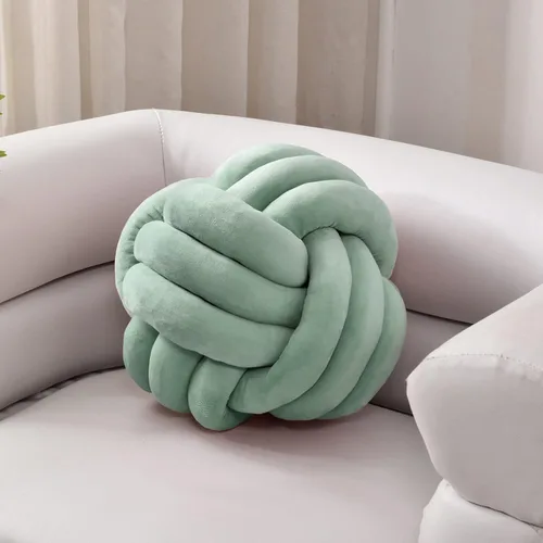 Vista 7 de Bola de almohada de nudo, cojín redondo suave para decoración del hogar, almohada decorativa para el hogar, almohada de felpa anudada hecha a mano