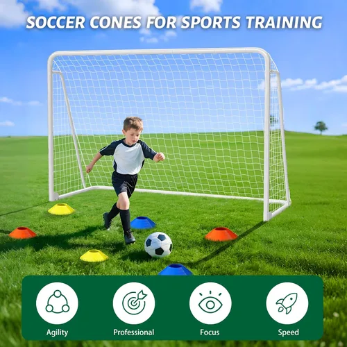 Vista 5 de NAIZEA Porterías de fútbol – 24x8/21x7/18x7/12x6/16x7/10x6/8x6/6x4 pies para patio trasero – Portería de fútbol de metal para jóvenes adultos