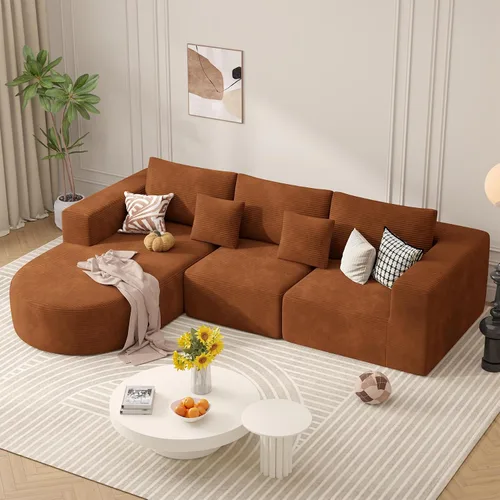 Vista 24 de Sofá cama modular, sofás de nube convertibles para sala de estar, 2 tumbonas de pana sin hueso, sofá cama de gran tamaño para dormitorio,