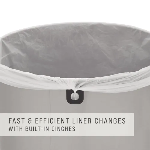 Vista 3 de Rubbermaid Commercial Products Refine - Contenedor de basura decorativo, 23 galones, redondo de acero inoxidable para oficinas, centros comerciales