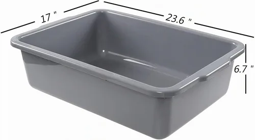 Vista 2 de Bandejas de plástico grandes de 32 litros, caja de bañera de autobús comercial, juego de 4