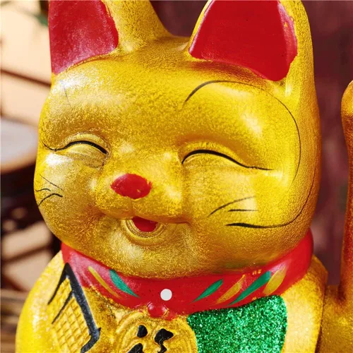 Vista 2 de Suerte Gato Gato Gato Brazo Gato 9 Pulgadas Oro Negocio está en auge Gato de la Suerte Chino Feng Shui Deoración Gato Cerámica Maneki Neko Lucky