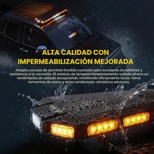 Vista 4 de Xprite Barra de luces estroboscópicas de emergencia de aluminio resistente de 48 pulgadas, 23 modos de alta intensidad con asesor de tráfico, luz