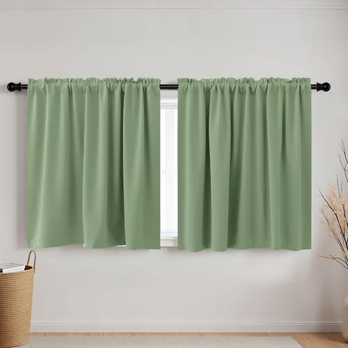Vista 17 de Cortinas de café KOUFALL de 18 x 24 pulgadas para tratamientos de ventanas pequeñas, niveles de cortinas bohemias opacas para ventanas de RV y Beige