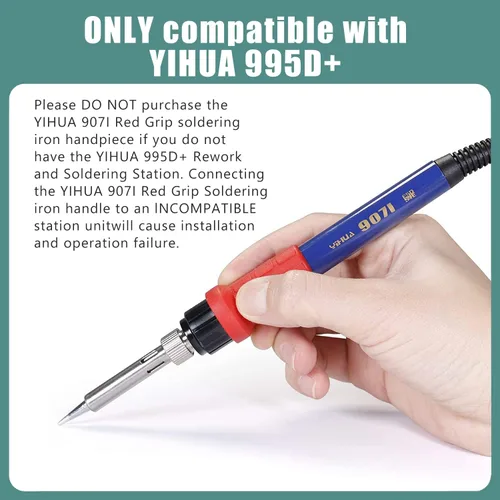 Vista 2 de YIHUA 907I Red Grip Reemplazo Soldador Handpiece/Mango para Yihua 995D+Rework y Estación de Soldadura