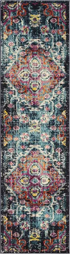 Vista 3 de SAFAVIEH Colección Monaco - Alfombra de pasillo, 2.2 x 6 pies, azul y fucsia, no desprende pelusa y de fácil cuidado, ideal para zonas de alto