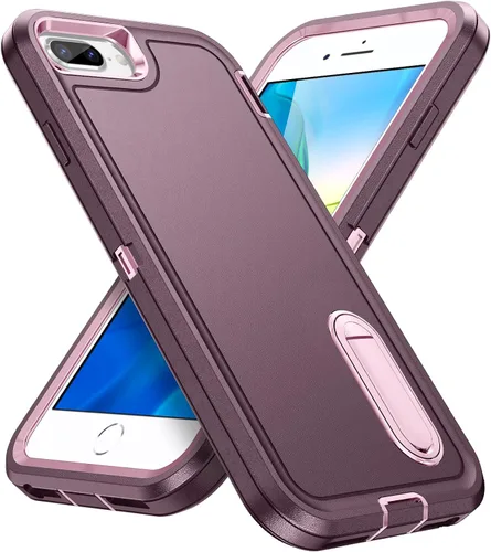 Vista 12 de IDweel Funda para iPhone 8 Plus/7 Plus/6S Plus/6 Plus con soporte, protección resistente, a prueba de golpes, arañazos, ajuste delgado, negro
