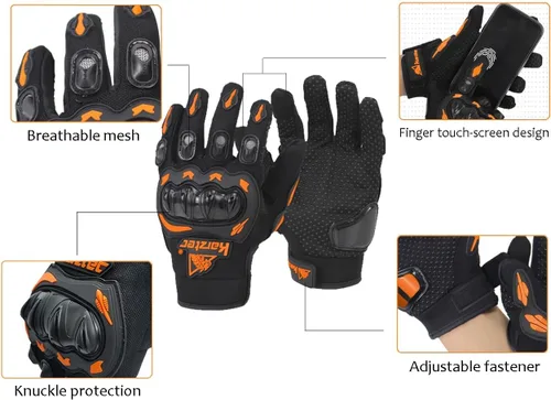 Vista 3 de OUNIXUE Guantes de motocross para hombres y mujeres, guantes de motocross para pantalla táctil, dedos completos, antideslizantes, MX MTB ATV BMX