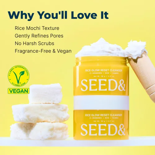 Vista 3 de Dr.Eve Seedlab Seed& Rice Glow Reset Cleanser - Gel facial de arroz coreano para exfoliación, limpieza profunda y cuidado de los poros, limpiador
