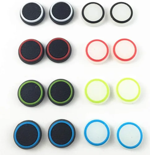 Vista 2 de 4 unidades de silicona para palillo de pulgar con agarre analógico para PS4, PS3, PS2, Xbox One, Xbox 360, Wii U, NS Pro Controller (blanco-azul)