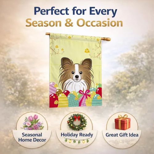 Vista 377 de Caroline's Treasures BB1923GF Bandera decorativa para jardín con diseño de Border Collie, para caza de huevos de Pascua, para jardín, jardín, patio
