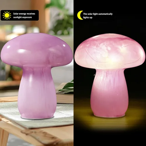 Vista 3 de Lámpara de Mesa de Noche en Forma de Seta, 17.8 centímetros, Lámpara de Mesa de Vidrio Semi Transparente Adecuada para Dormitorios, Salas de Estar