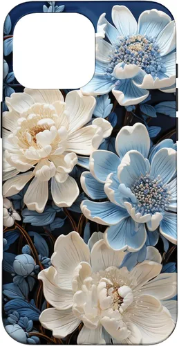 Vista 19 de iPhone 16 Chinoiserie Floral Toile Blue and White Case