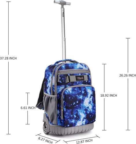 Vista 8 de Tilami Mochila con ruedas, mochila para laptop de 19 pulgadas con ruedas y lonchera