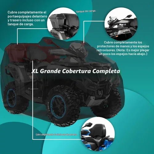 Vista 2 de QYMOTO Cubierta para ATV, Cubierta grande para ATV XL 2-UP, Universal para 4 ruedas Quad Durable Impermeable al Aire Libre Protección Completa