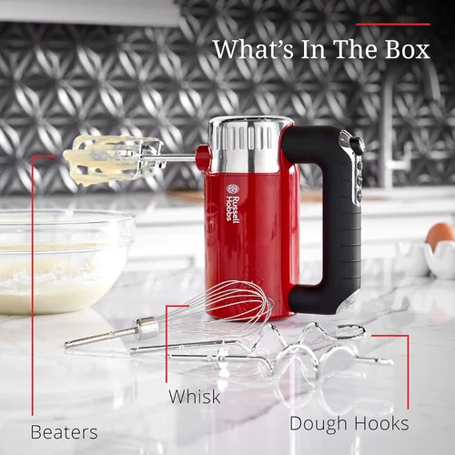 Vista 4 de Remington Russell Hobbs MX3100RDR - Batidora de mano estilo retro, 4 velocidades + Turbo Boost, color rojo