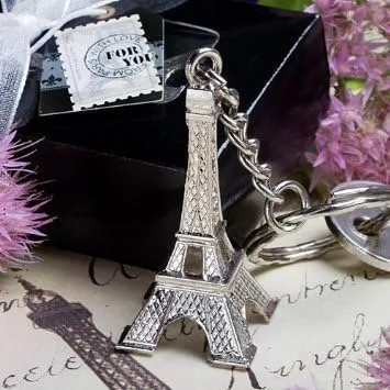 Vista 2 de wpeng decoración preciosa 3d Souvenir Llavero en París la torre Eiffel en Francia (plata)