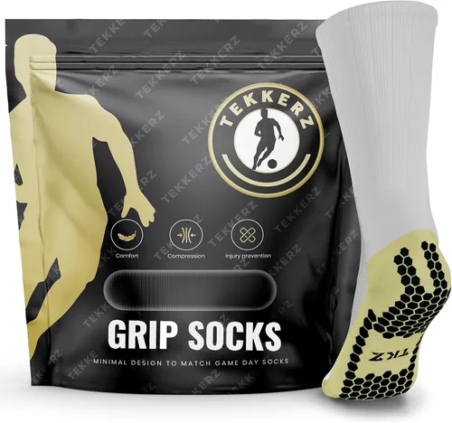 Vista 6 de Tekkerz Calcetines de agarre antideslizantes para hombres y mujeres, calcetines deportivos antiampollas con tracción de goma de agarre