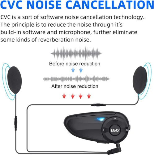 Vista 5 de Auriculares de intercomunicación Bluetooth para casco de motocicleta Q7 7 Riders Group 750mAh IP65 impermeable/CVC reducción de ruido/conectable