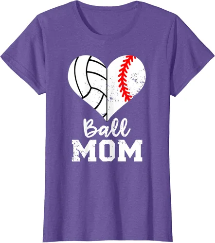 Vista 22 de Ball Mom Heart Funny Baseball Voleibol Mom - Camiseta para mamá, Negro, S