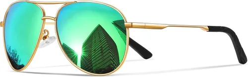 Vista 33 de Gafas de sol polarizadas aviador para hombre y mujer Marco A1-Negro Lente Gris