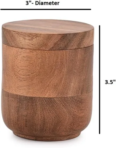 Vista 5 de NIRMAN Joyeros de madera de acacia, cajas de joyería para anillos de boda para aniversario, compromiso, boda, Navidad (3 x 3 x 3.5 pulgadas)