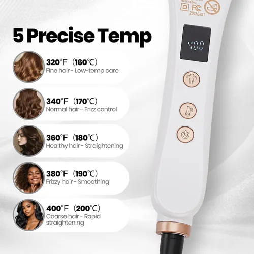 Vista 5 de Steam Hair Straightener Brush, 2-in-1 Detangling & Straightening Brush
