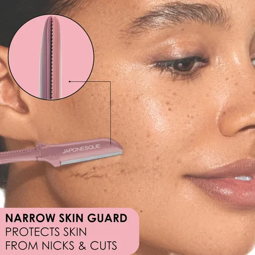 Vista 6 de JAPONESQUE Maquinillas de afeitar faciales Dermaplaner de precisión: juego de 2 unidades, 6 piezas, maquinillas de afeitar de cejas y cabello facial