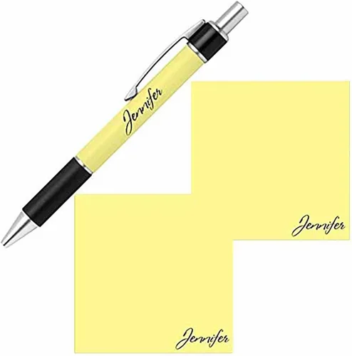 Vista 7 de Juego de notas adhesivas con nombre personalizado y bolígrafo, blocs de notas de papel de papelería personalizados, suministros de fiesta escolar