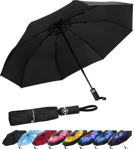 Vista 10 de SY COMPACT - Paraguas de viaje automático resistente al viento - Tienda de fábrica Purple Flower