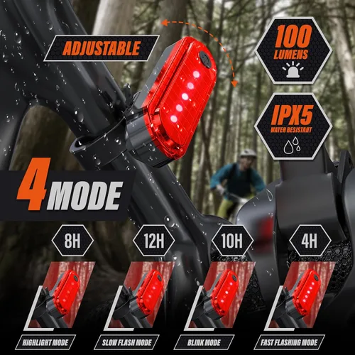 Vista 3 de Rechargeable Bike Lights, Ultra Bright Bike Lights for Night Riding, Road Mountain Bike Accessories for Kids Adults - Headlight with Tail Light
