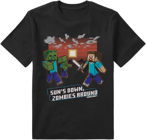 Vista 2 de Minecraft T Shirt Boys Creeper Inside Black OR Grey Short Sleeve Gamer Top