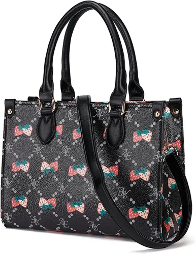 Vista 2 de Bolso pequeño para mujer, con forma cuadrada, doble asa superior, estampado de girasol y correa de hombro extraíble
