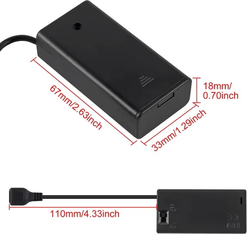 Vista 2 de 4pcs 2 AA titular de la batería con USB hembra zócalo 2 AA caja de batería titular con interruptor de encendido y apagado