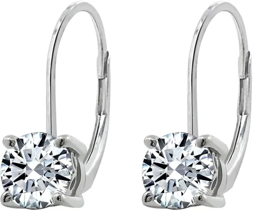 Vista 2 de Tienda Collection Platinum-Plated Sterling Silver Infinite Elements Zirconia Leverback Earrings