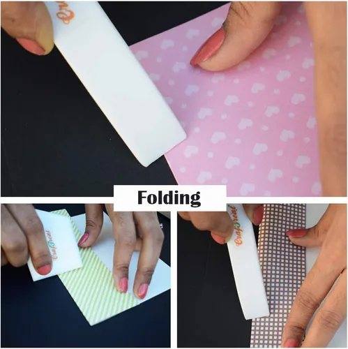 Vista 4 de CrafTreat Juego de carpeta de hueso de teflón y herramientas de puntuación - grande, Ergo Square, levantador y bruñidor - Marcador de papel, carpeta