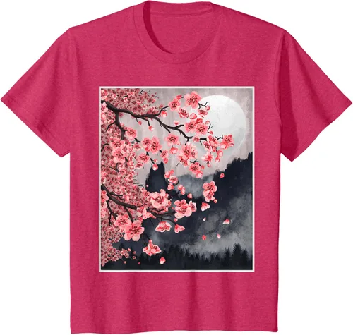 Vista 63 de Sakura - Camiseta japonesa de cerezo en flor japonesa, Negro, S
