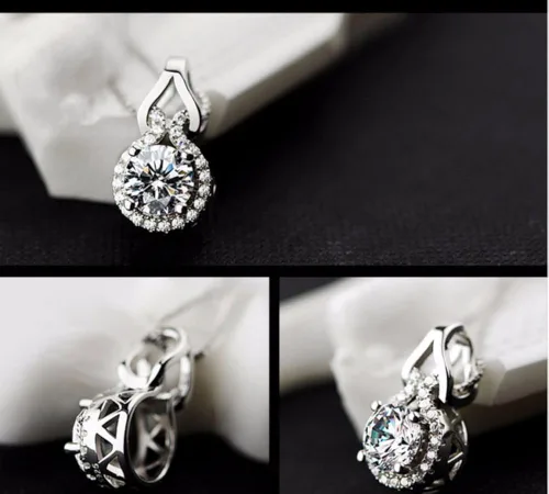 Vista 3 de Oasis Diamond Halo Colgante Collar