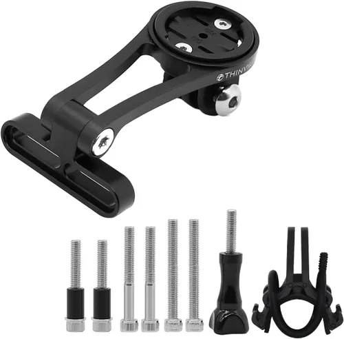 Vista 8 de Thinvik Montaje extendido exterior y soporte para computadora de bicicleta para Garmin Wahoo Bryton Series, montaje combinado de ángulo ajustable